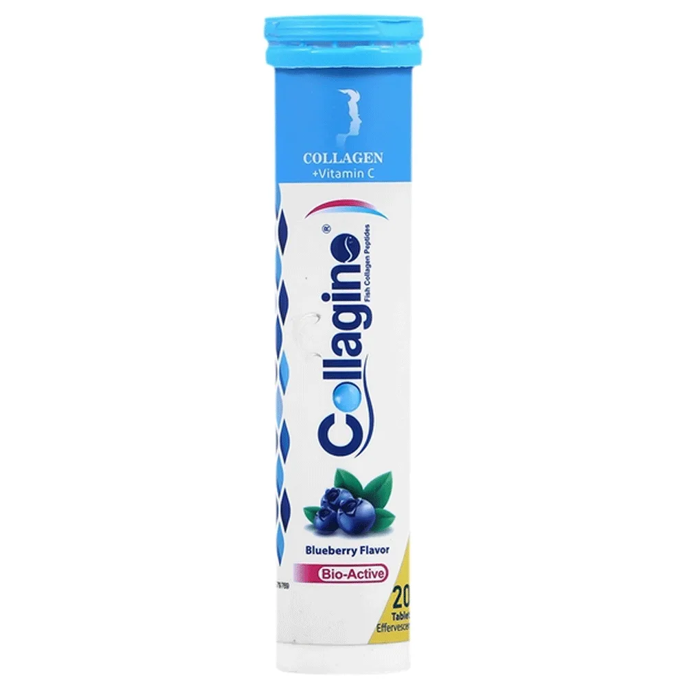 collagino قرص جوشان کلاژن و ویتامین ث با طعم بلوبری کلاژینو 20 عدد - تصویر 1